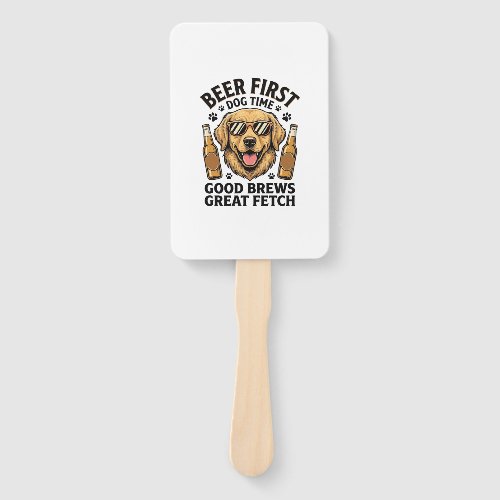 Golden Retriever Beer Shirt Funny Dog Lover Vintag Hand Fan