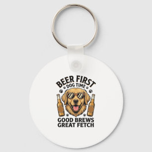 Golden Retriever Beer Shirt Funny Dog Lover Vintag Keychain