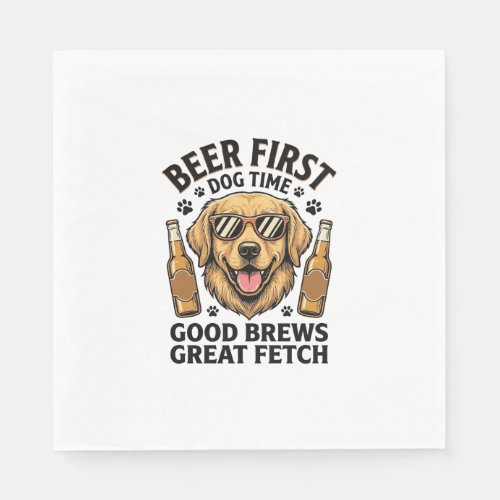 Golden Retriever Beer Shirt Funny Dog Lover Vintag Napkins