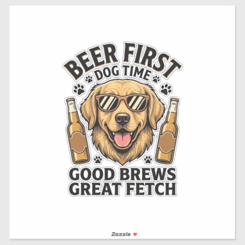 Golden Retriever Beer Shirt Funny Dog Lover Vintag Sticker
