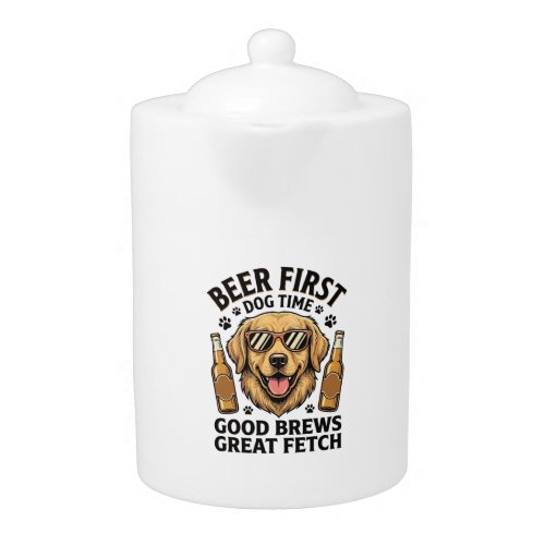 Golden Retriever Beer Shirt Funny Dog Lover Vintag Teapot