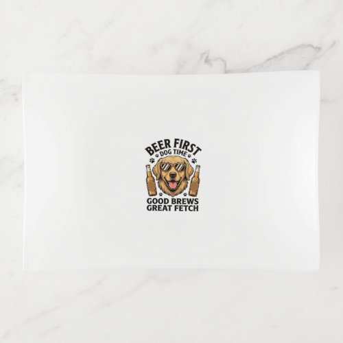 Golden Retriever Beer Shirt Funny Dog Lover Vintag Trinket Tray