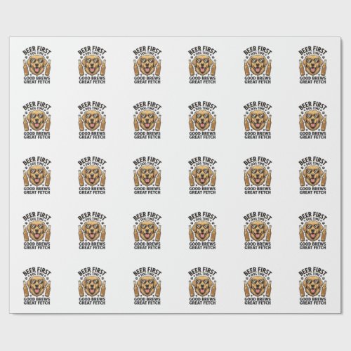 Golden Retriever Beer Shirt Funny Dog Lover Vintag Wrapping Paper
