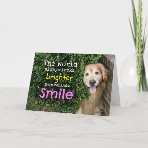 Golden Retriever Behind A Smile Card