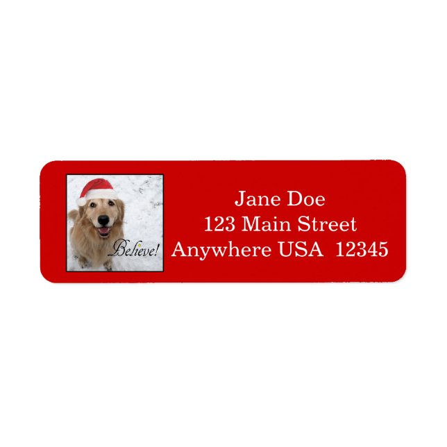 Golden Retriever Believe Christmas Label (Front)