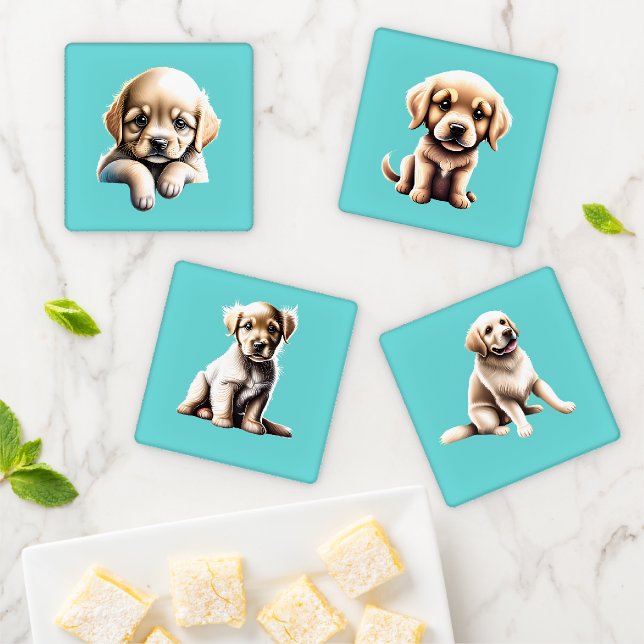 Golden Retriever Best Friend Life Stages  Coaster Set (In Situ)
