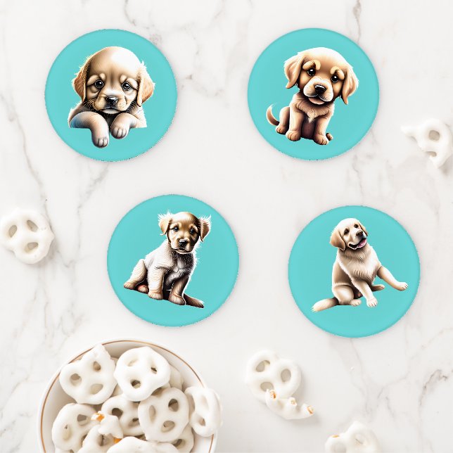 Golden Retriever Best Friend Life Stages  Coaster Set (In Situ)