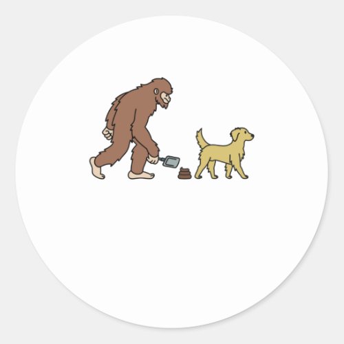 Golden Retriever Bigfoot Sasquatch Poop Classic Round Sticker