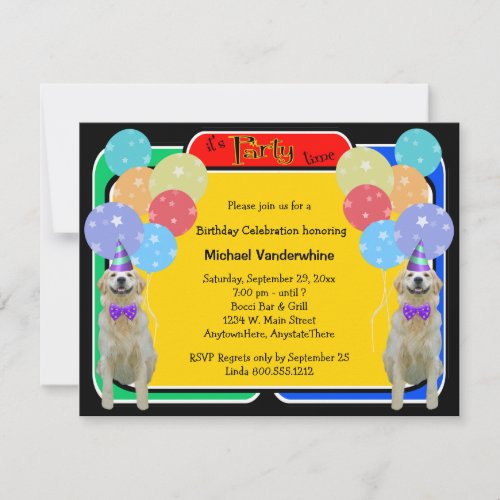 Golden Retriever Birthday Barker Personalized Invites