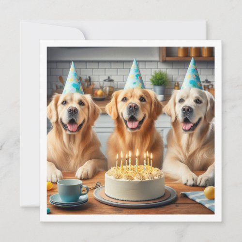 Golden retriever birthday card Dog birthday  Invitation