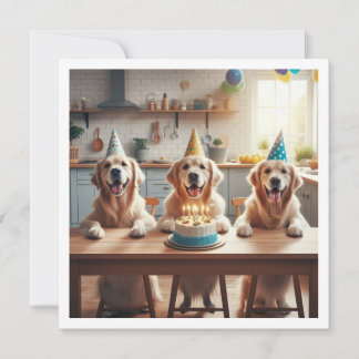 Golden retriever birthday card, Dog birthday  Invitation