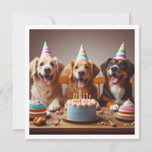 Golden retriever birthday card, Dog birthday Invitation