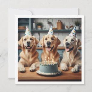 Golden retriever birthday card, Dog birthday Invitation