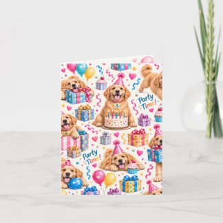 Golden Retriever Birthday Card | Party Time