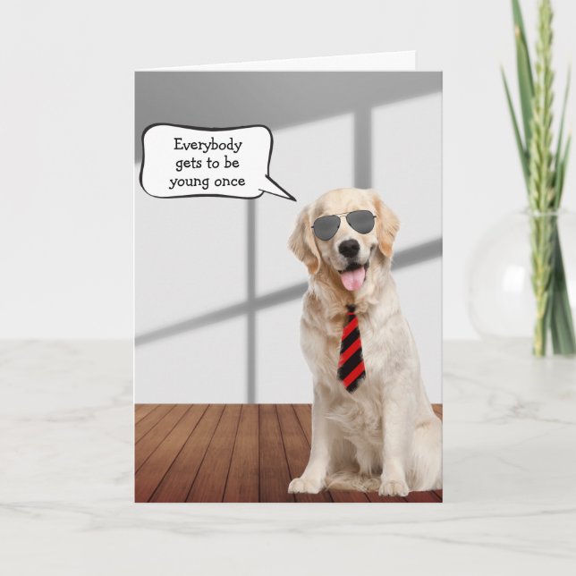 Golden Retriever Birthday Humor Card (Front)
