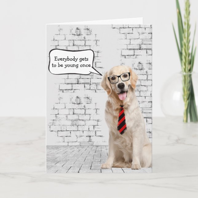 Golden Retriever Birthday Humor Card (Front)