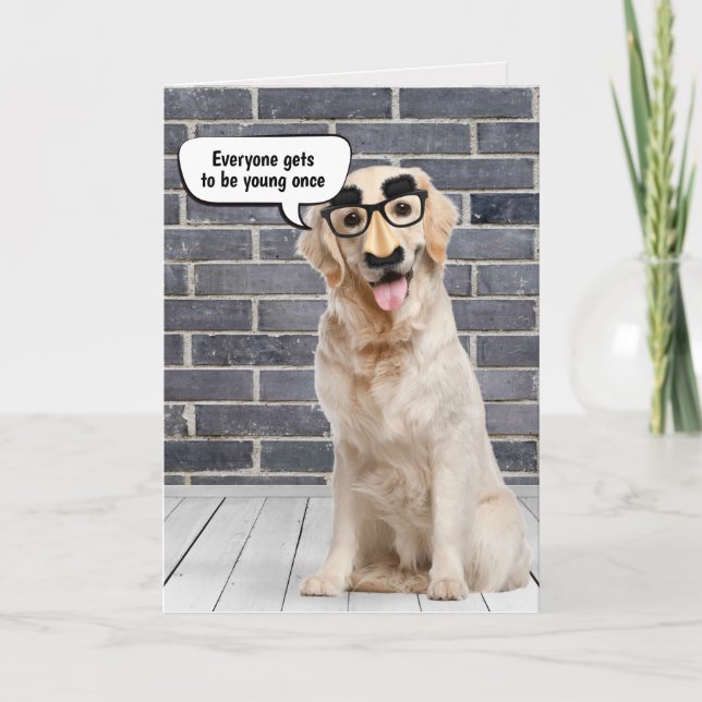 Golden Retriever Birthday Humor Card (Front)