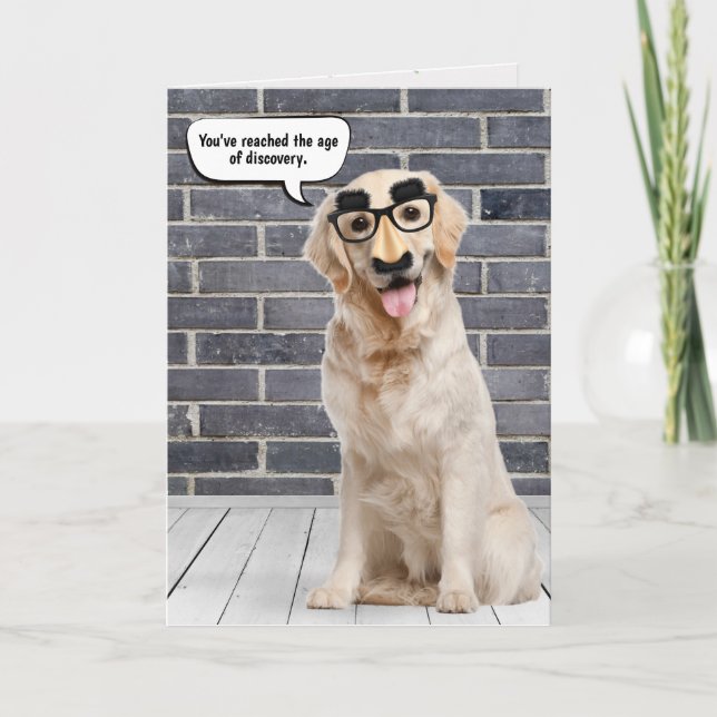 Golden Retriever Birthday Humor Card (Front)