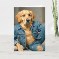 Golden Retriever Birthday In Blue Jeans