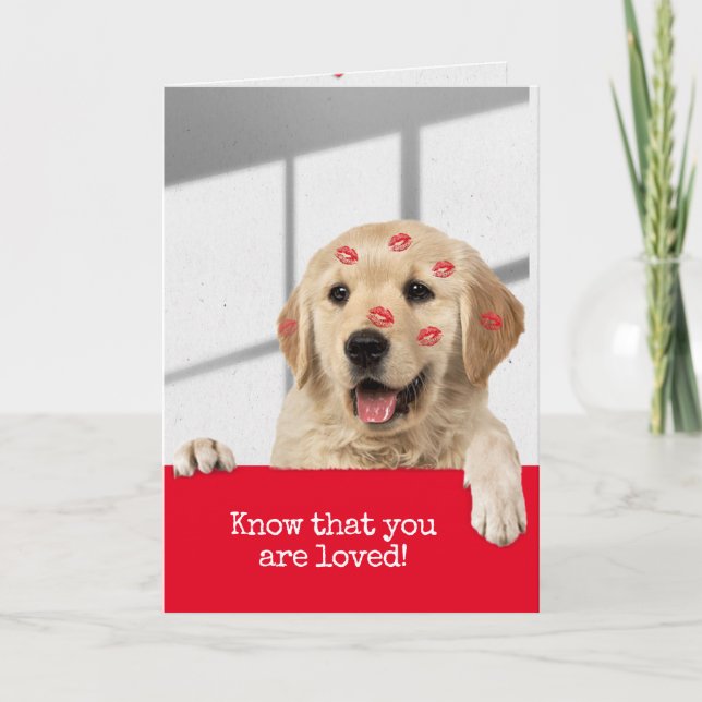 Golden Retriever Birthday Lipstick Kisses  Card (Front)