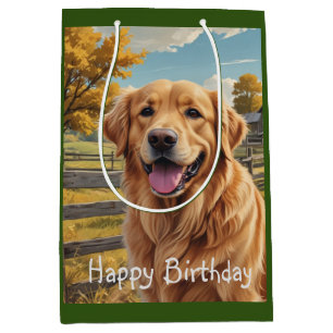Golden Retriever Birthday Medium Gift Bag