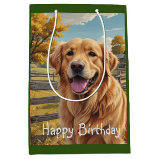 Golden Retriever Birthday Medium Gift Bag