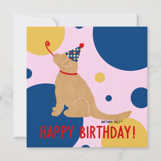 Golden Retriever Birthday  Note Card (Front)
