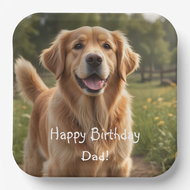 Golden Retriever Birthday Paper Plates (Front)