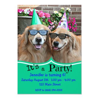 Golden Retriever Birthday Party Card