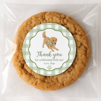 Golden Retriever Birthday Party Favor Thank You Classic Round Sticker
