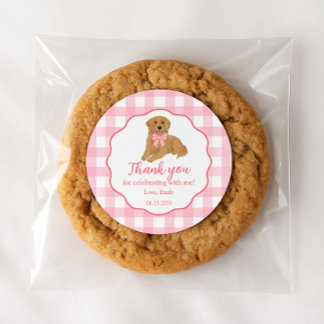 Golden Retriever Birthday Party Favor Thank You Classic Round Sticker