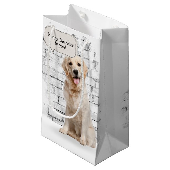 Golden Retriever birthday Small Gift Bag (Front Angled)