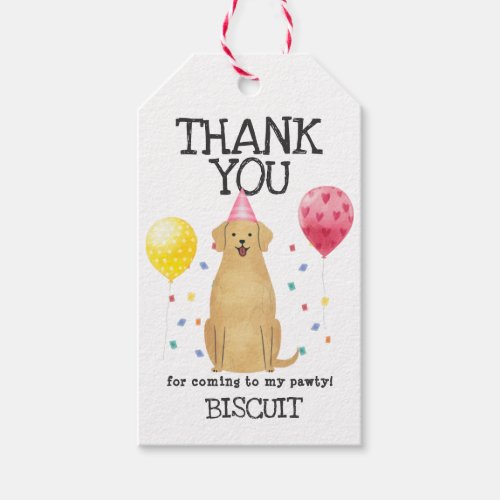 Golden Retriever Birthday Thank You Favor Gift Tag