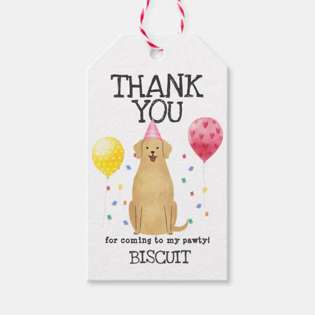 Golden Retriever Birthday Thank You Favor Gift Tag | Zazzle