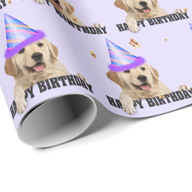 Golden Retriever birthday Wrapping Paper (Roll Corner)