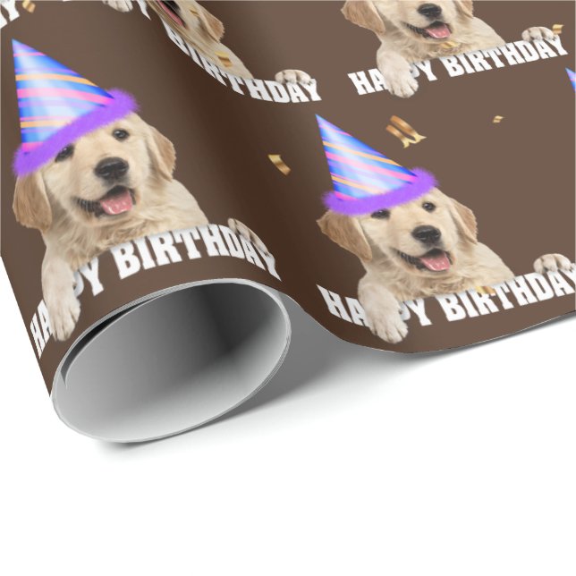 Golden Retriever birthday Wrapping Paper (Roll Corner)