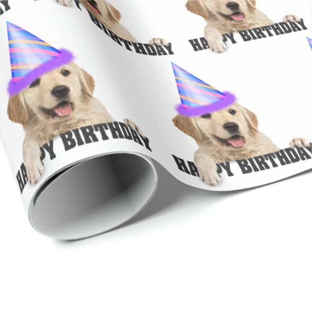 Golden Retriever birthday Wrapping Paper (Roll Corner)