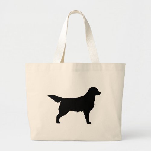 Golden Retriever black Large Tote Bag