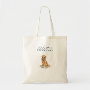 Golden Retriever Blue Bandana and Daisies Tote Bag