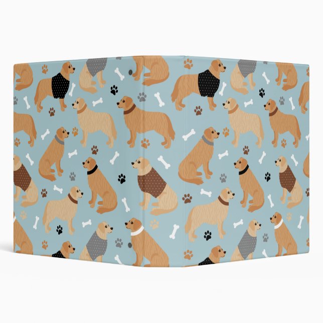 Golden Retriever Bones and Paws 3 Ring Binder (Background)