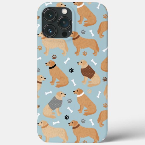 Golden Retriever Bones and Paws iPhone 13 Pro Max Case