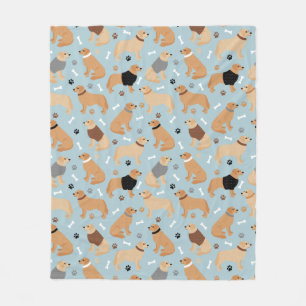 Golden Retriever Bones and Paws Fleece Blanket