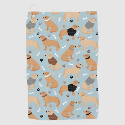 Golden Retriever Bones and Paws Golf Towel