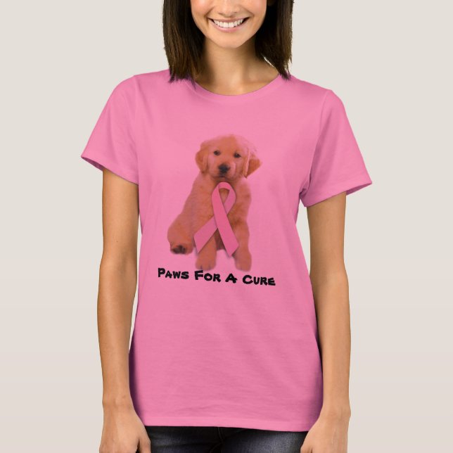 Golden Retriever Breast Cancer Ladies T-Shirt (Front)