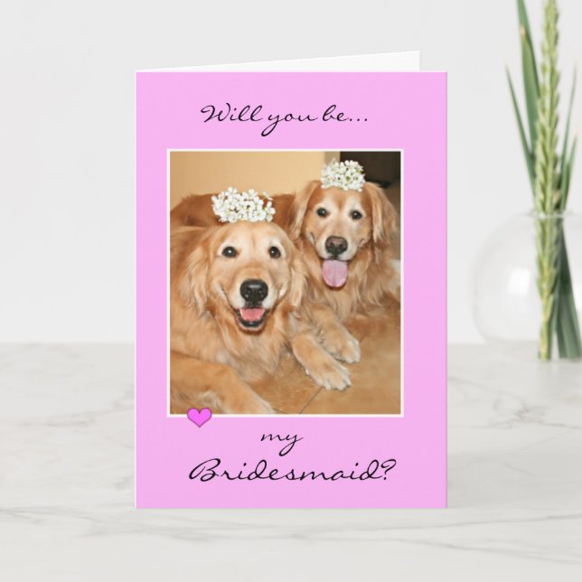 Golden Retriever Bridesmaid Greeting Card (Front)