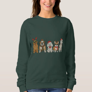 Golden Retriever Bulldog Corgi Husky in Christmas Sweatshirt