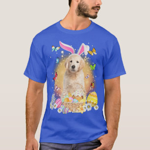 Golden Retriever Bunny Dog With Easter Eggs Basket T-Shirt