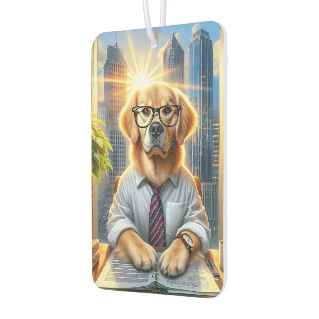 Golden Retriever Businessman Air Freshener (Left)