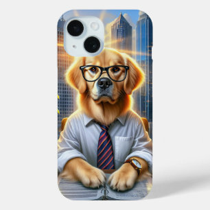 Golden Retriever Businessman In An Office iPhone 15 Case