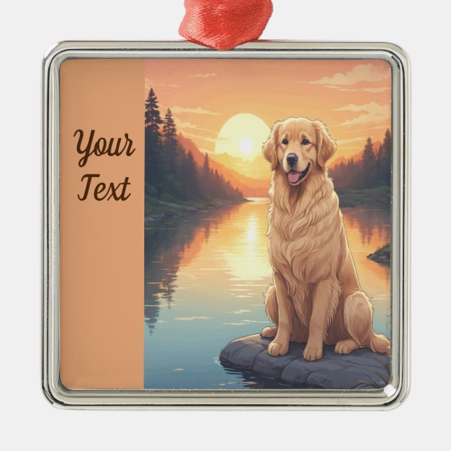 Golden Retriever by Lake Metal Ornament (Front)
